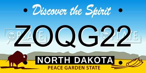 ZOQG22 North Dakota License Plate