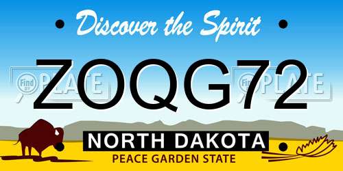 ZOQG72 North Dakota License Plate