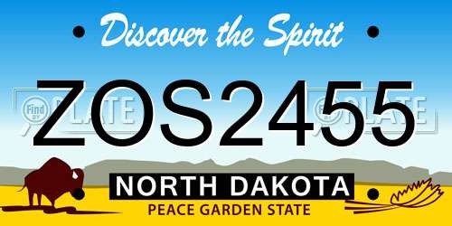 ZOS2455 North Dakota License Plate