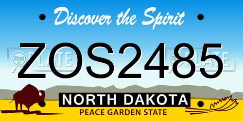 ZOS2485 North Dakota License Plate