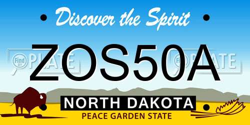 ZOS50A North Dakota License Plate