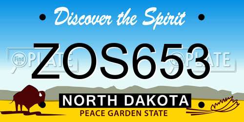 ZOS653 North Dakota License Plate