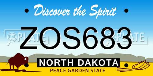 ZOS683 North Dakota License Plate