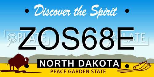 ZOS68E North Dakota License Plate