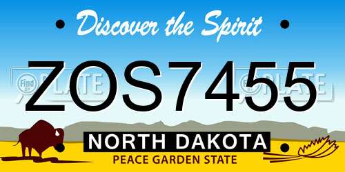 ZOS7455 North Dakota License Plate