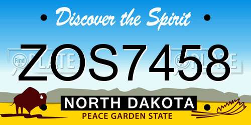 ZOS7458 North Dakota License Plate