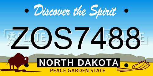 ZOS7488 North Dakota License Plate