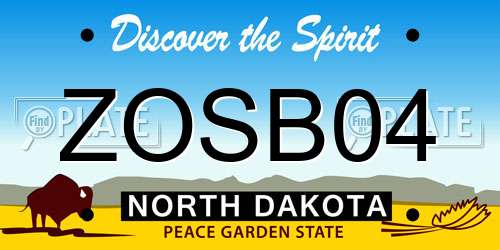 ZOSB04 North Dakota License Plate