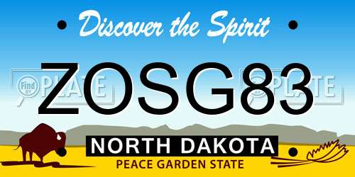 ZOSG83 North Dakota License Plate