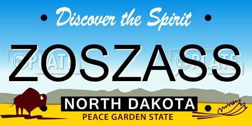 ZOSZASS North Dakota License Plate