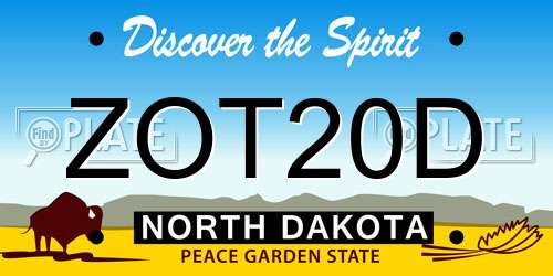 ZOT20D North Dakota License Plate