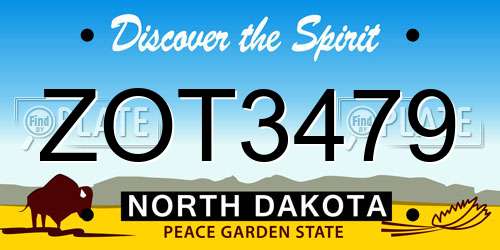 ZOT3479 North Dakota License Plate