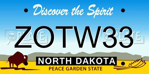 ZOTW33 North Dakota License Plate