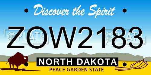 ZOW2183 North Dakota License Plate