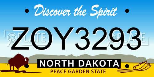 ZOY3293 North Dakota License Plate
