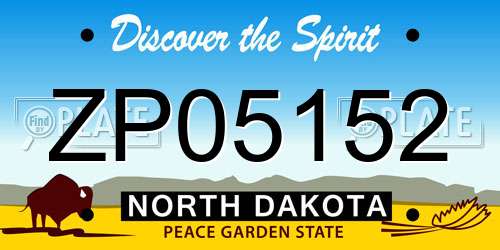ZP05152 North Dakota License Plate