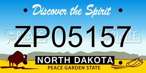 ZP05157 North Dakota License Plate