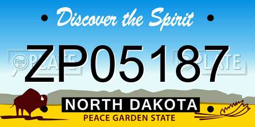 ZP05187 North Dakota License Plate