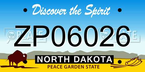 ZP06026 North Dakota License Plate
