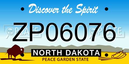 ZP06076 North Dakota License Plate
