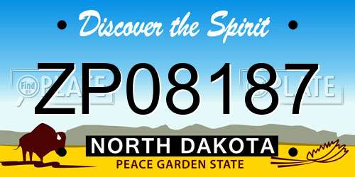 ZP08187 North Dakota License Plate