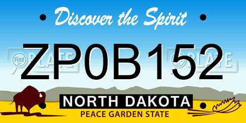 ZP0B152 North Dakota License Plate