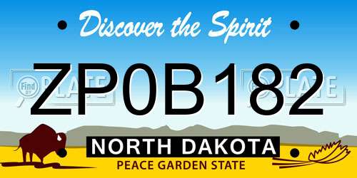 ZP0B182 North Dakota License Plate