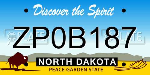 ZP0B187 North Dakota License Plate