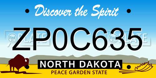 ZP0C635 North Dakota License Plate