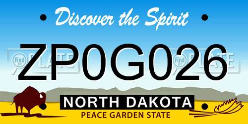 ZP0G026 North Dakota License Plate