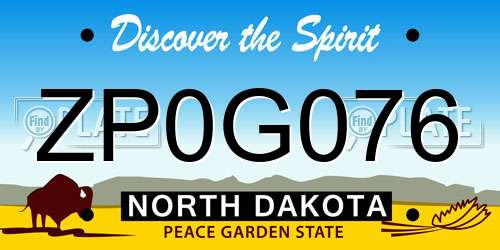 ZP0G076 North Dakota License Plate