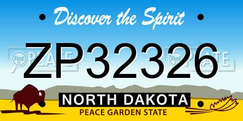 ZP32326 North Dakota License Plate