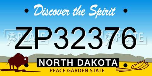 ZP32376 North Dakota License Plate