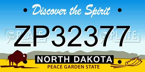 ZP32377 North Dakota License Plate