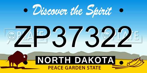 ZP37322 North Dakota License Plate