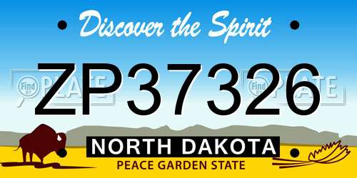 ZP37326 North Dakota License Plate