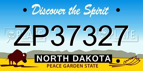 ZP37327 North Dakota License Plate