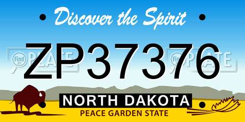 ZP37376 North Dakota License Plate