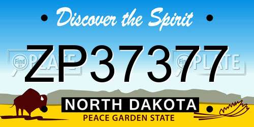 ZP37377 North Dakota License Plate