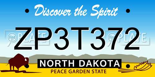 ZP3T372 North Dakota License Plate