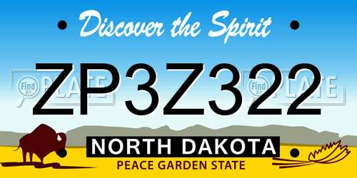 ZP3Z322 North Dakota License Plate