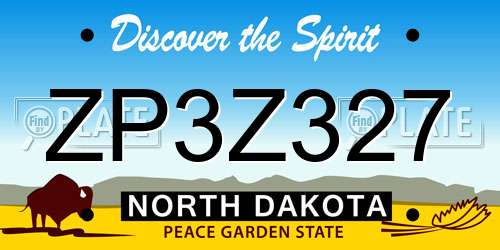 ZP3Z327 North Dakota License Plate