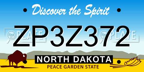 ZP3Z372 North Dakota License Plate