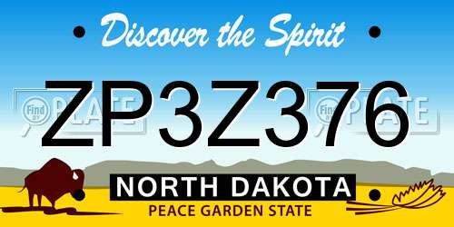 ZP3Z376 North Dakota License Plate