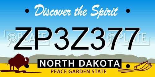 ZP3Z377 North Dakota License Plate