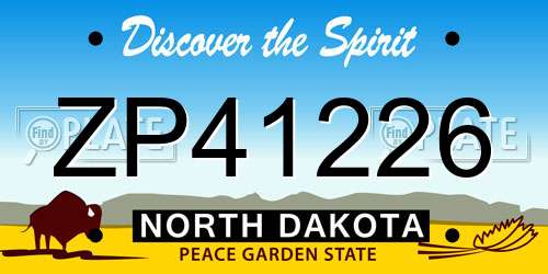 ZP41226 North Dakota License Plate