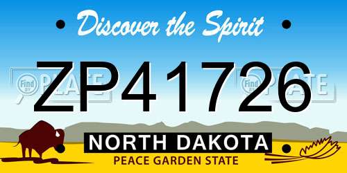 ZP41726 North Dakota License Plate
