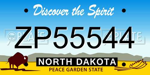 ZP55544 North Dakota License Plate