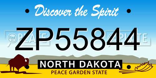 ZP55844 North Dakota License Plate