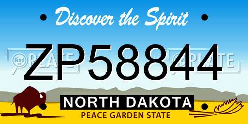 ZP58844 North Dakota License Plate